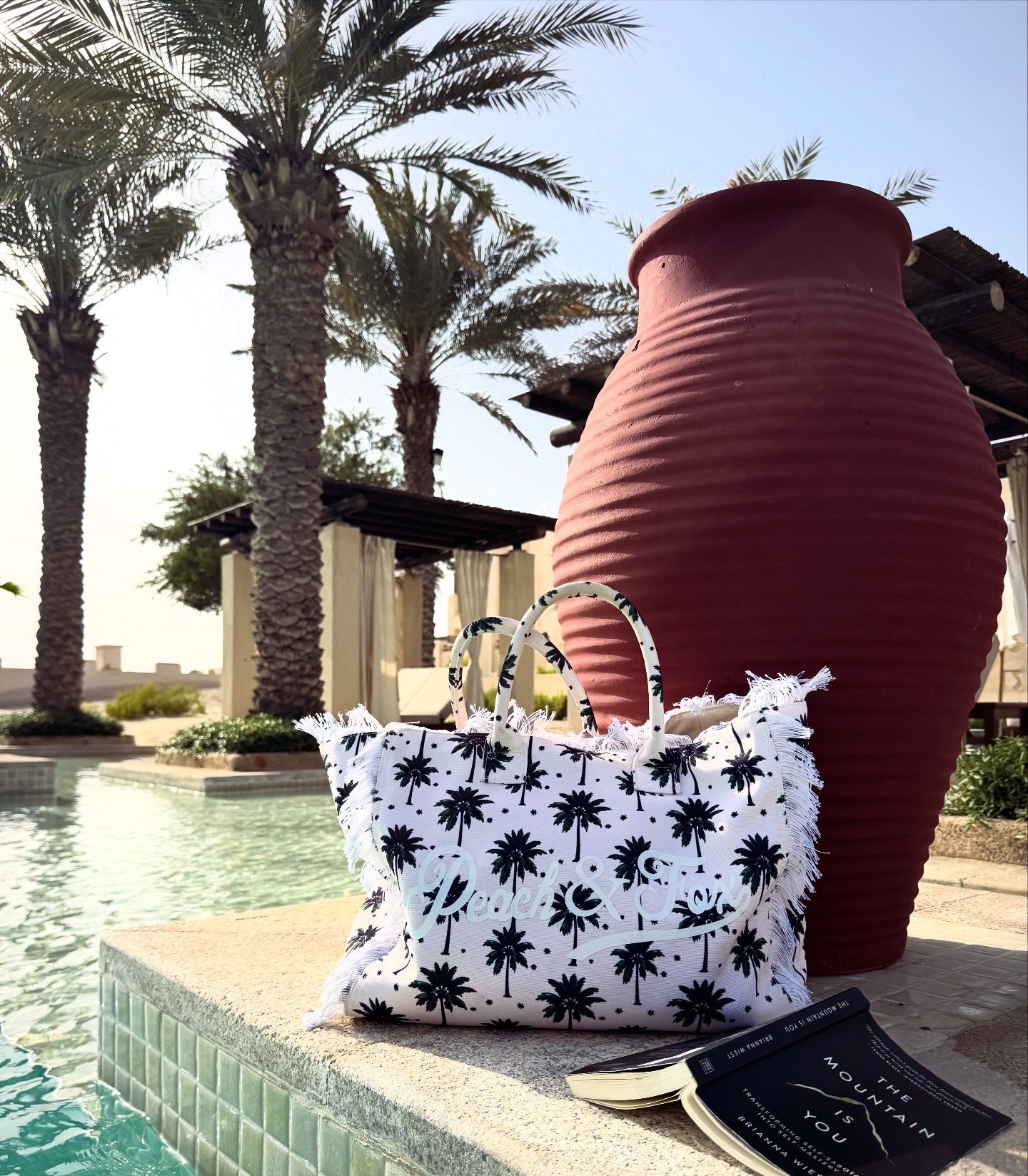 MAMA BEACH BAG LARGE - White Palms