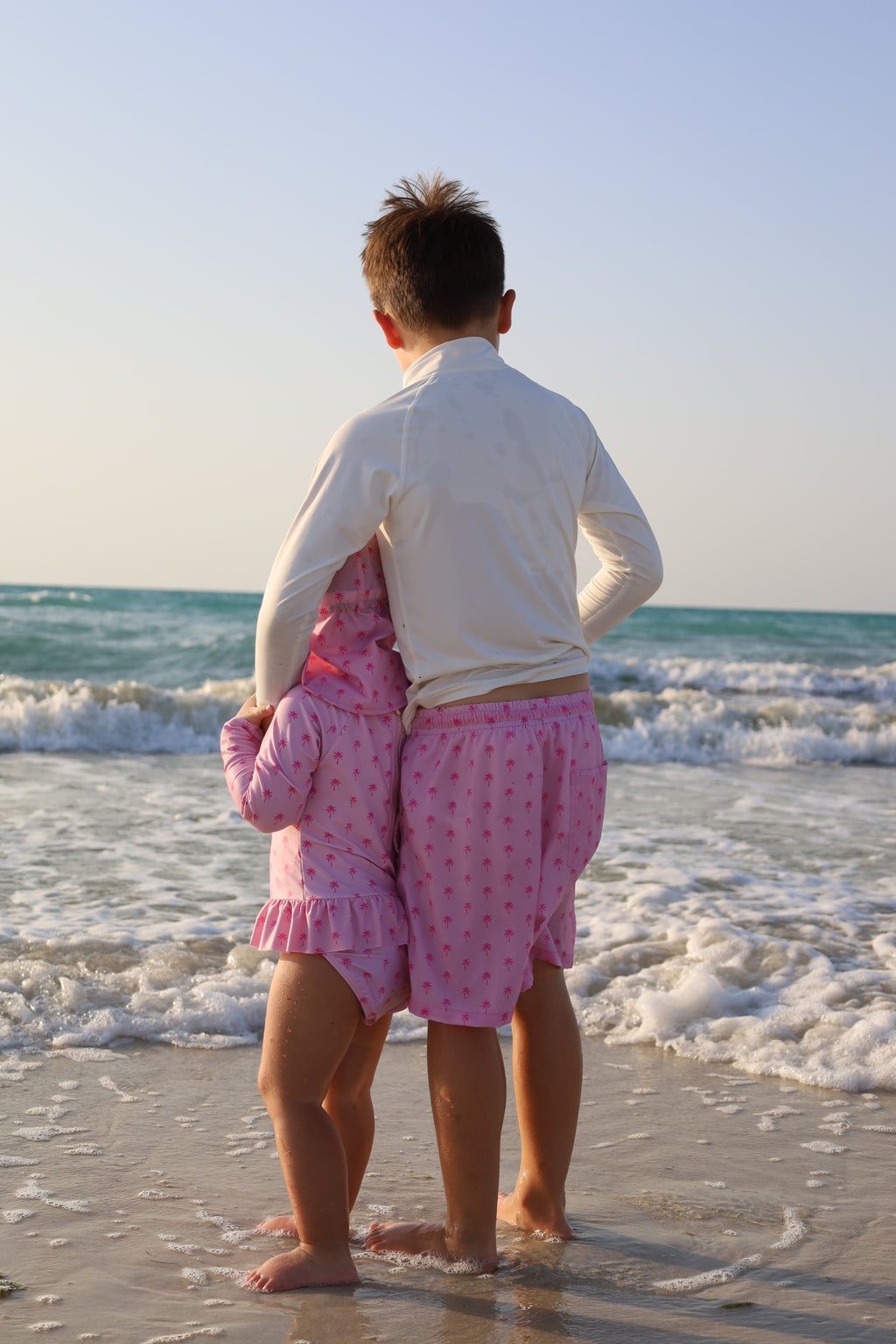 Boys Beach Collection - Pink Palm | Swimsuit, Floaty & Shoes
