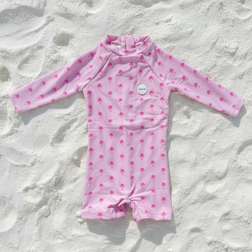 Baby Beach Collection - Pink Palm | Swimsuit, Hat & Shoes