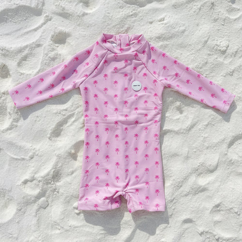 Baby Beach Collection - Pink Palm | Swimsuit, Hat & Shoes
