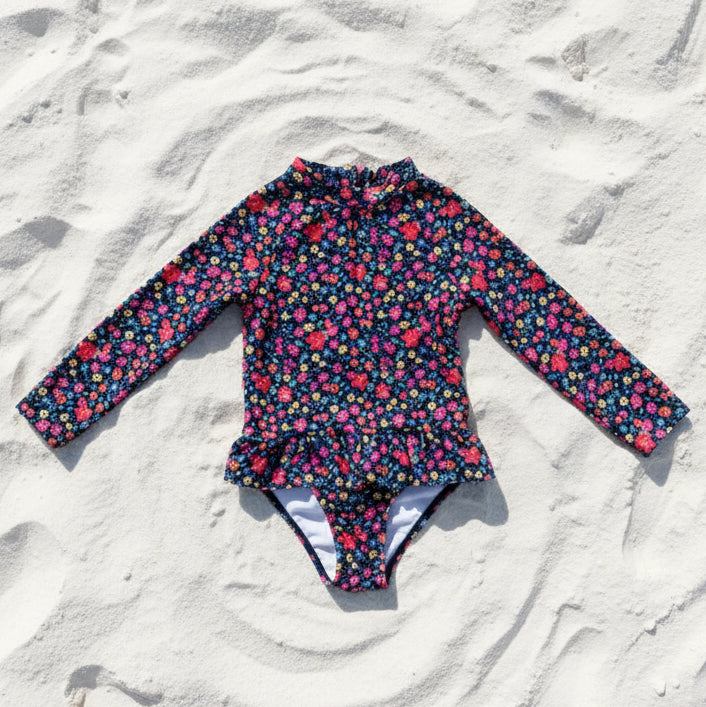 GIRLS SWIMSUIT FRILLS - Midnight Ditsy