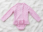 GIRLS SWIMSUIT FRILLS - Pink Palm