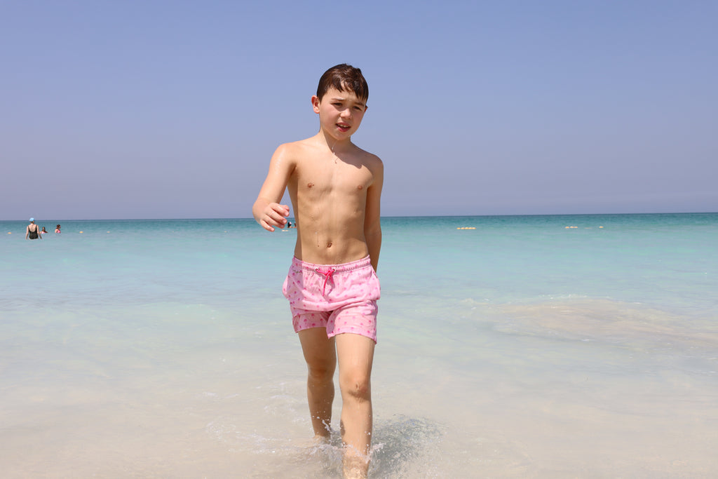 BOYS SWIM TRUNKS - Pink Palm