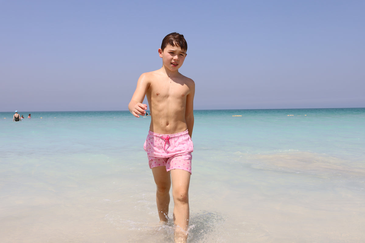 BOYS SWIM TRUNKS - Pink Palm