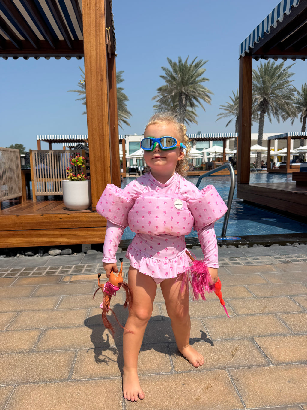 Girls Beach Collection - Pink Palm | Swimsuit, Floaty & Shoes