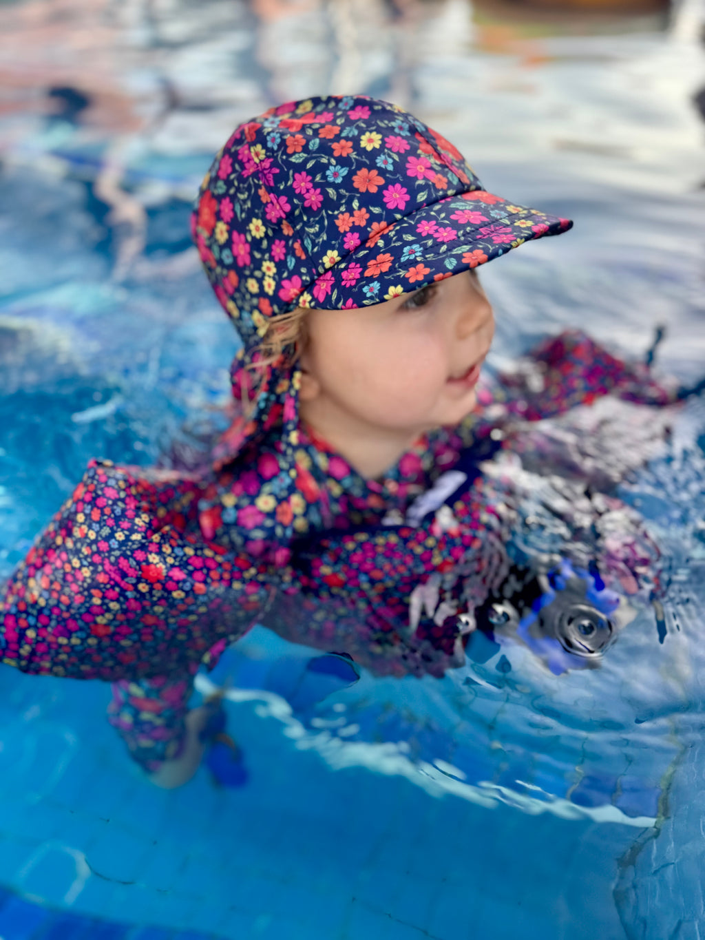 GIRLS SWIMSUIT FRILLS - Midnight Ditsy