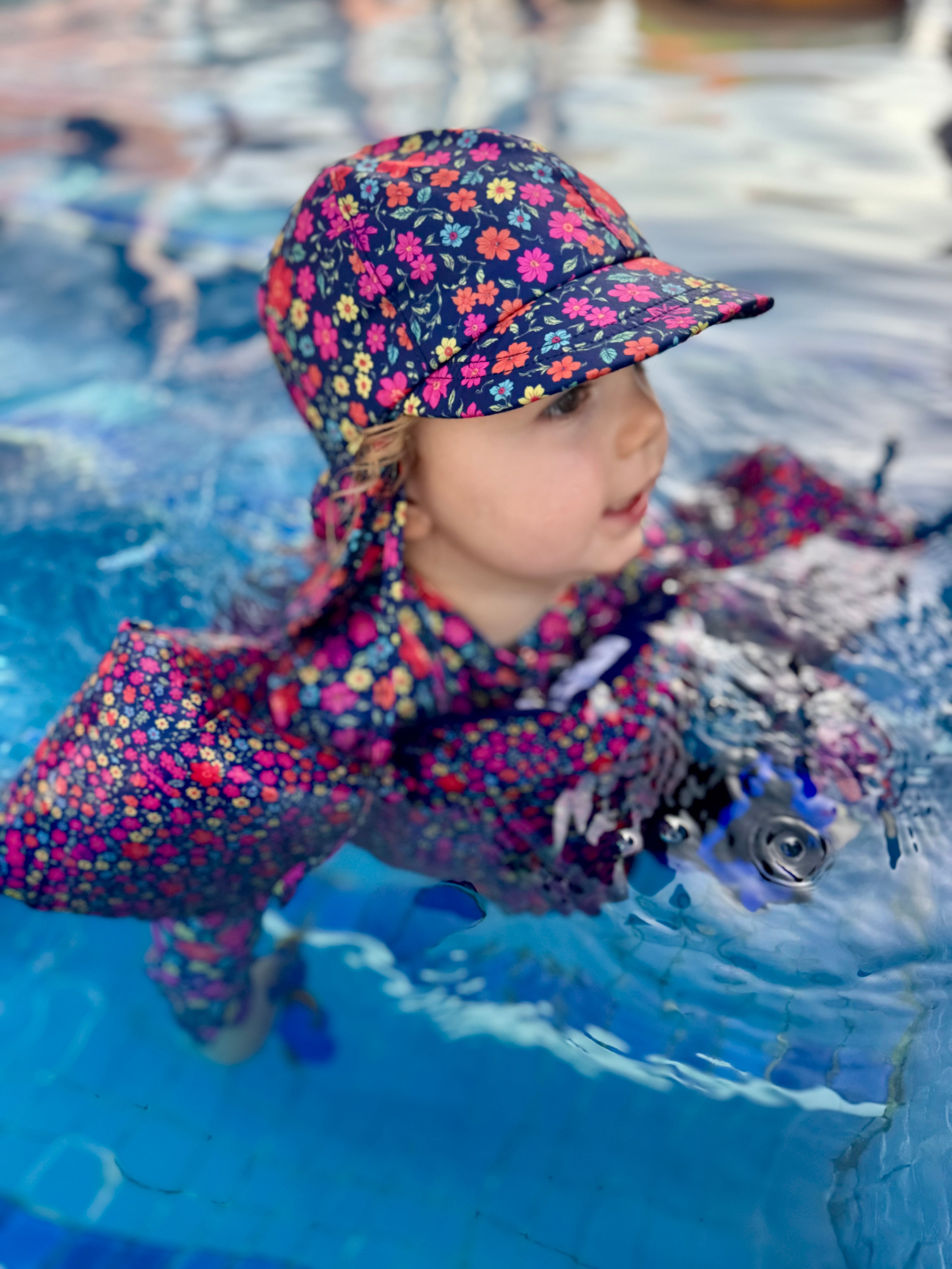 GIRLS SWIMSUIT FRILLS - Midnight Ditsy