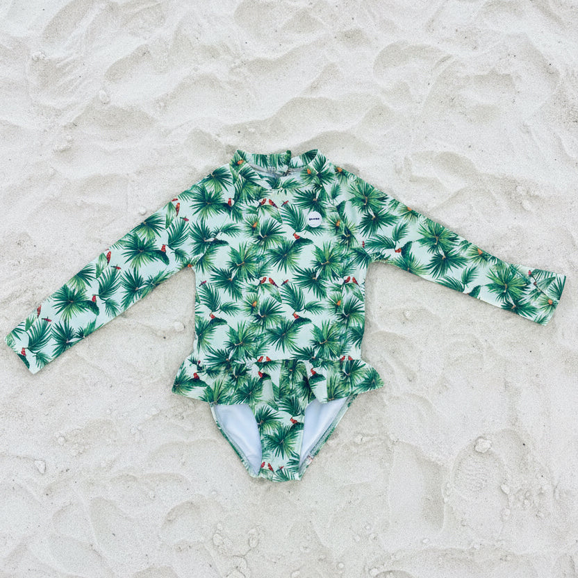 GIRLS SWIMSUIT FRILLS - Parrot Talk