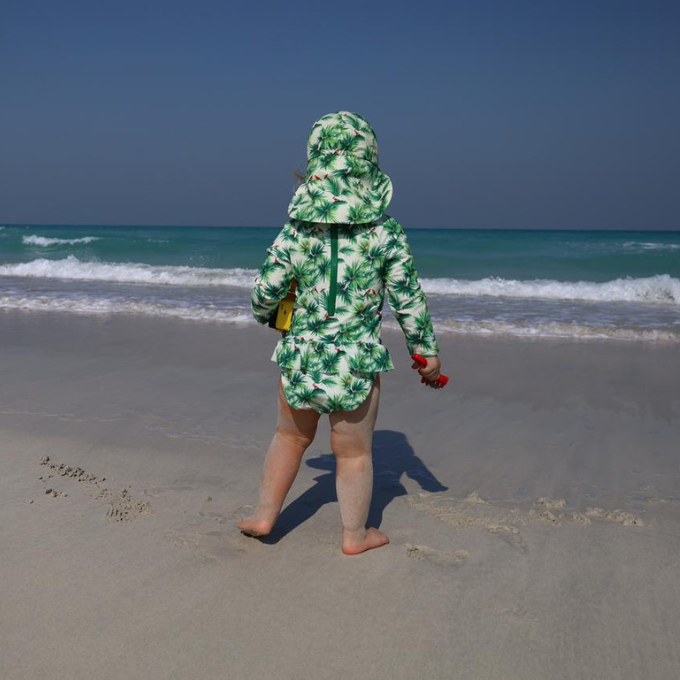 GIRLS SWIMSUIT FRILLS - Parrot Talk