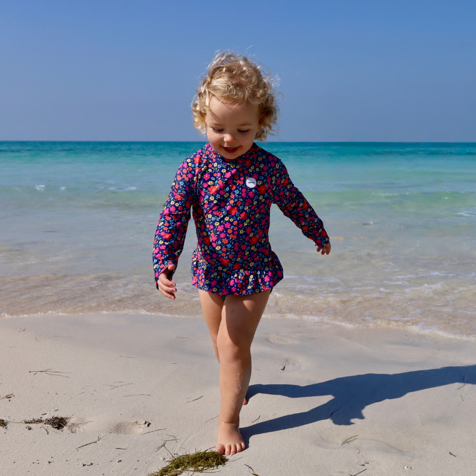 GIRLS SWIMSUIT FRILLS - Midnight Ditsy